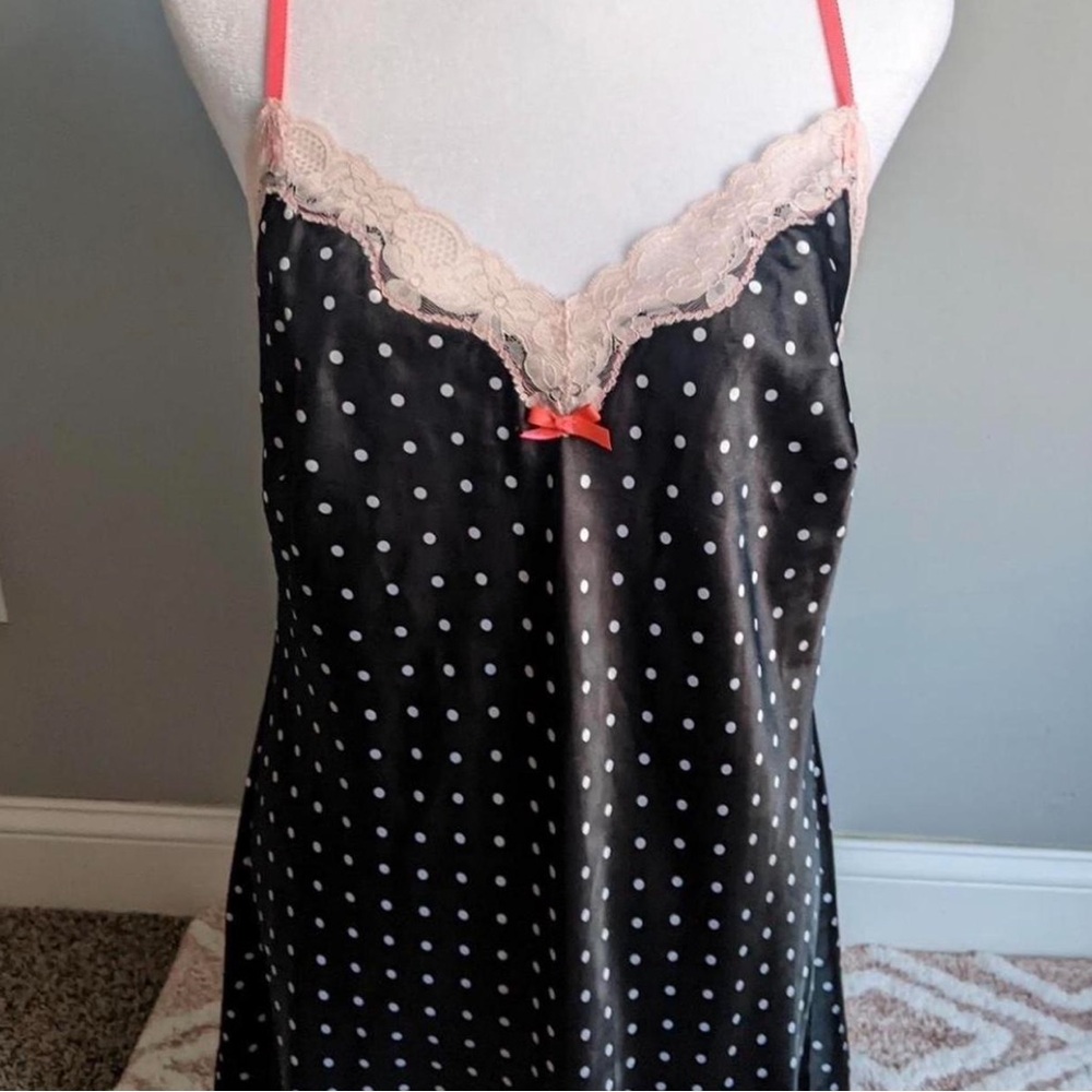 Victoria's Secret Black and White Polka Dot Chemise